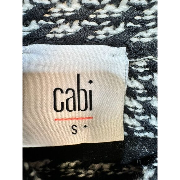 Cabi Womens Turtleneck Knit Sweater Size S Black & White Striped Split Front - Picture 2 of 14